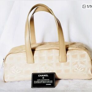 Chanel Vintage Travel Line Nylon Bowling Bag Authentic
